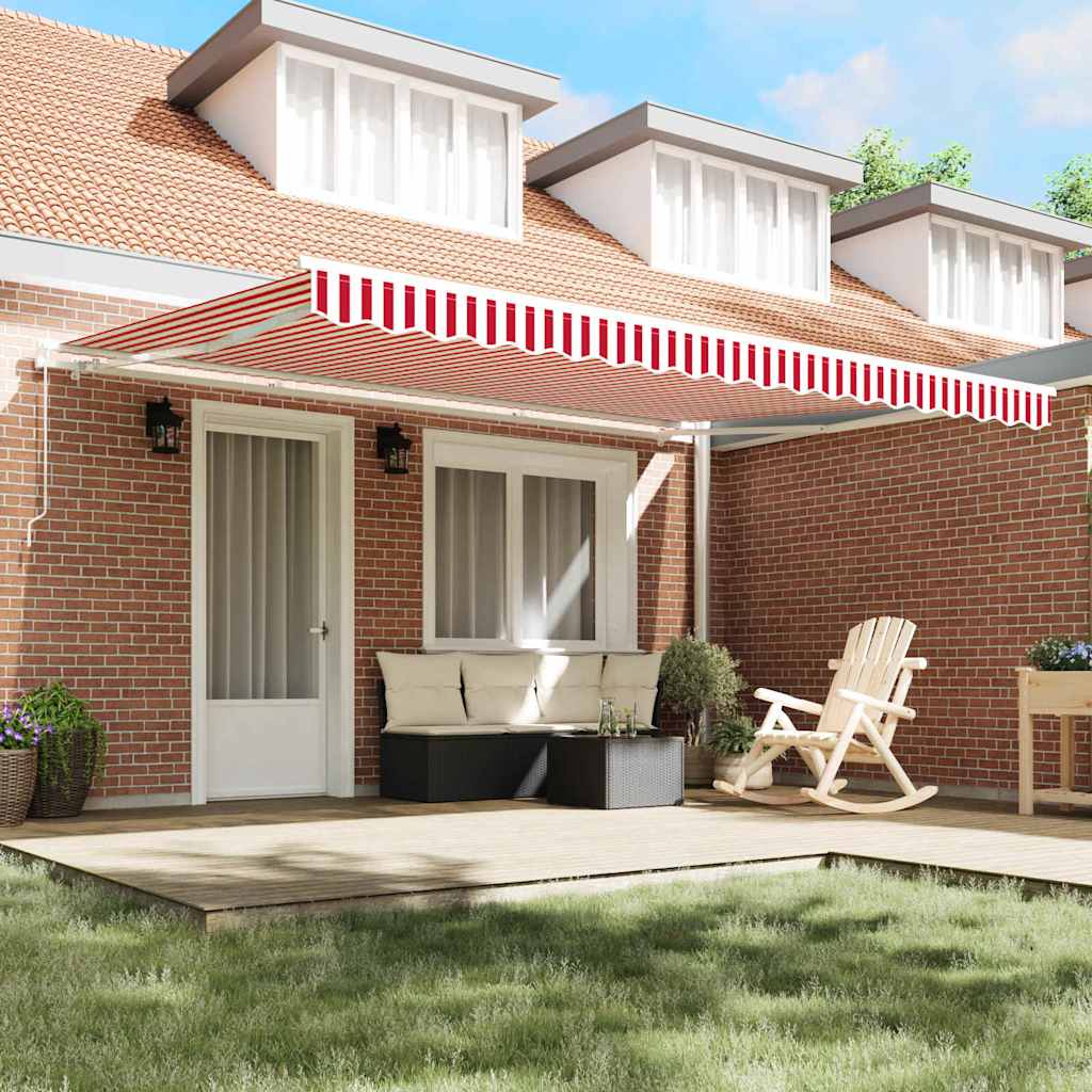 Awning Striped Red and white 4.5 x 3.5 m Polyester and metal