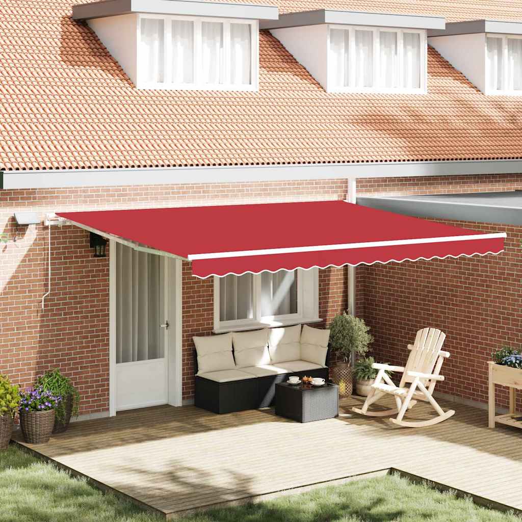 Retractable Awning Manual Red 450 x 350 cm Fabric and Steel