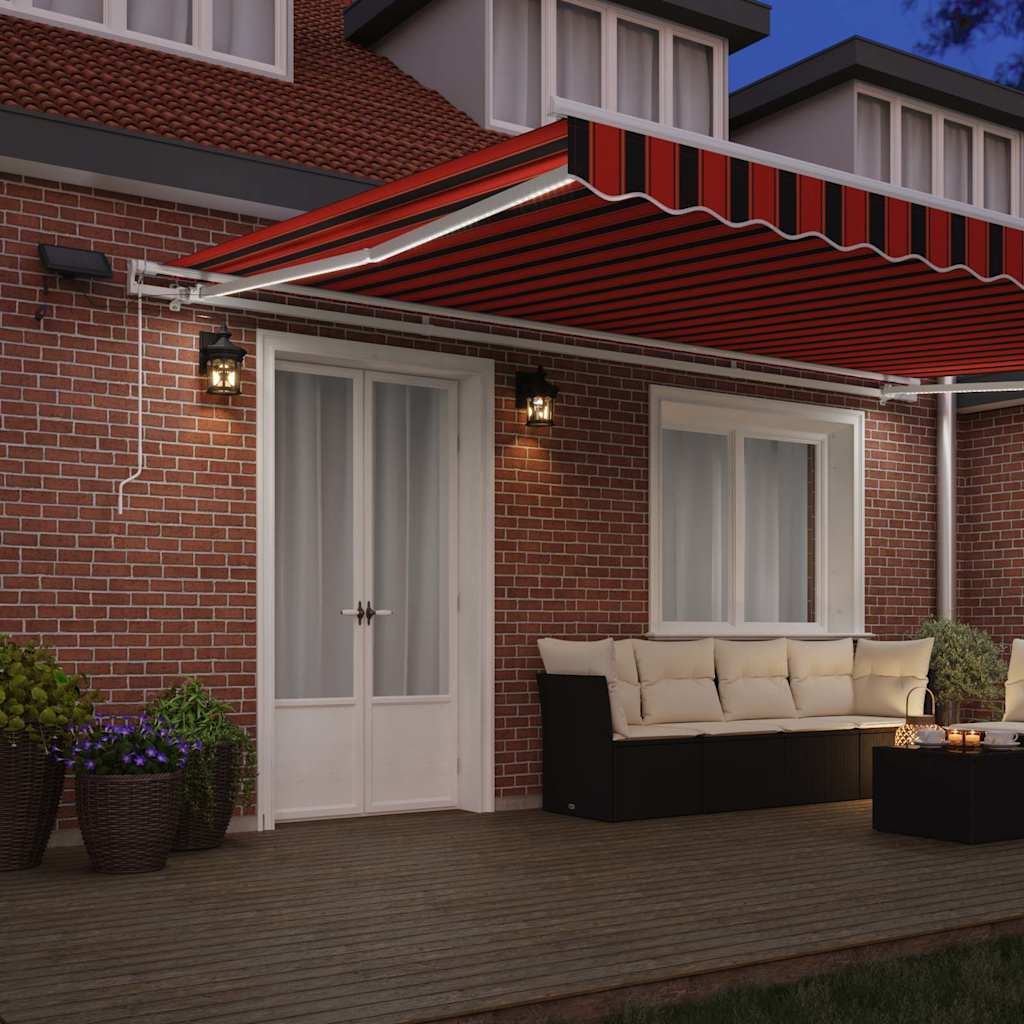Retractable Awning with Orange and brown 500 x 300 cm Fabric