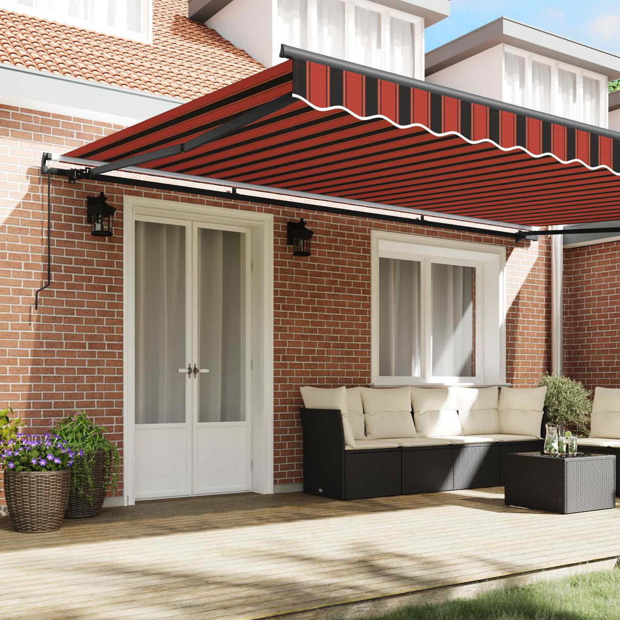 Retractable Awning Manual Orange and brown 500 x 300 cm