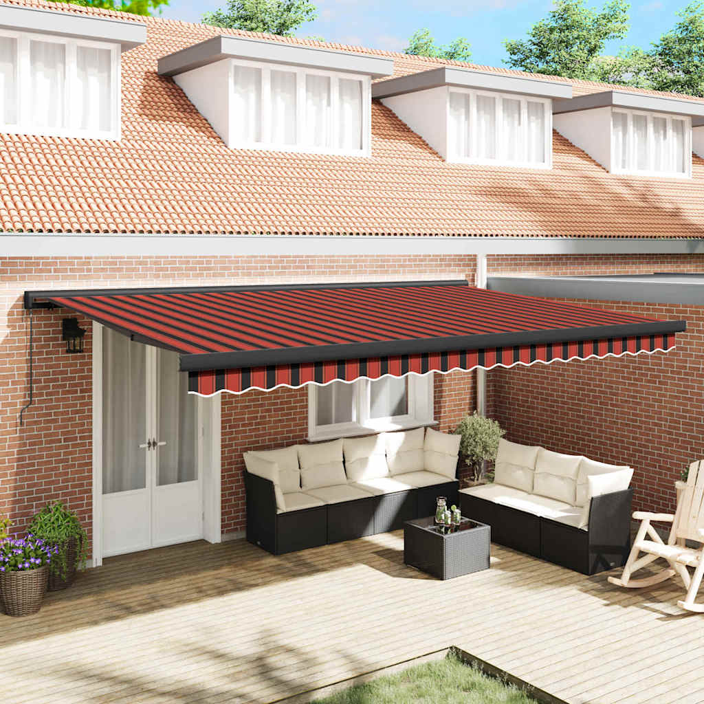 Retractable Awning Orange and Brown 500 x 300 cm