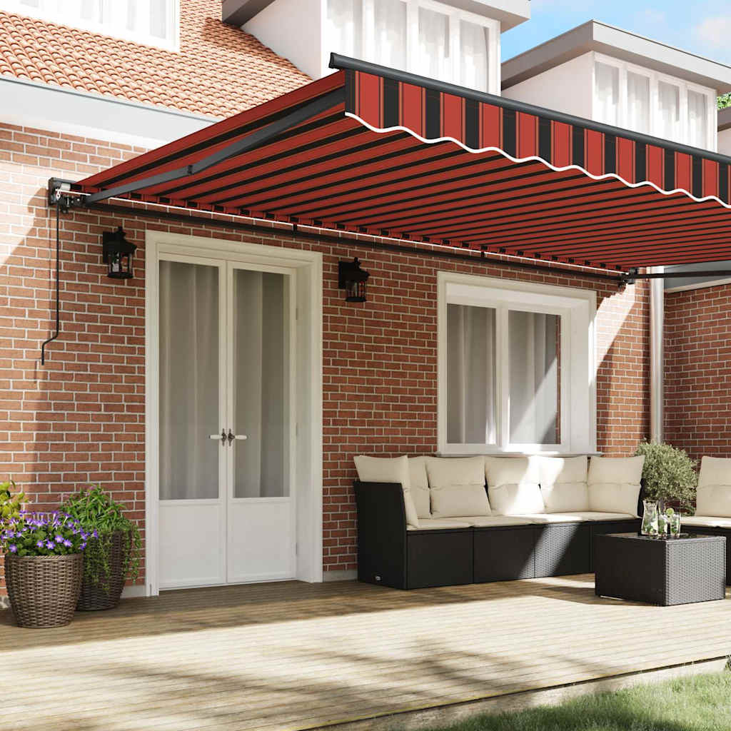 Retractable Awning Manual Orange and Brown 500x300 cm Fabric
