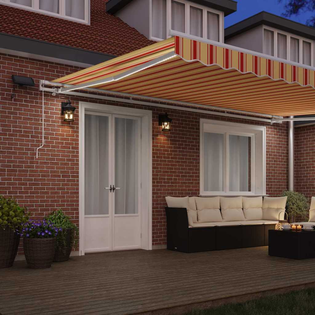 Retractable Awning with Yellow and orange 500 x 300 cm Fabric