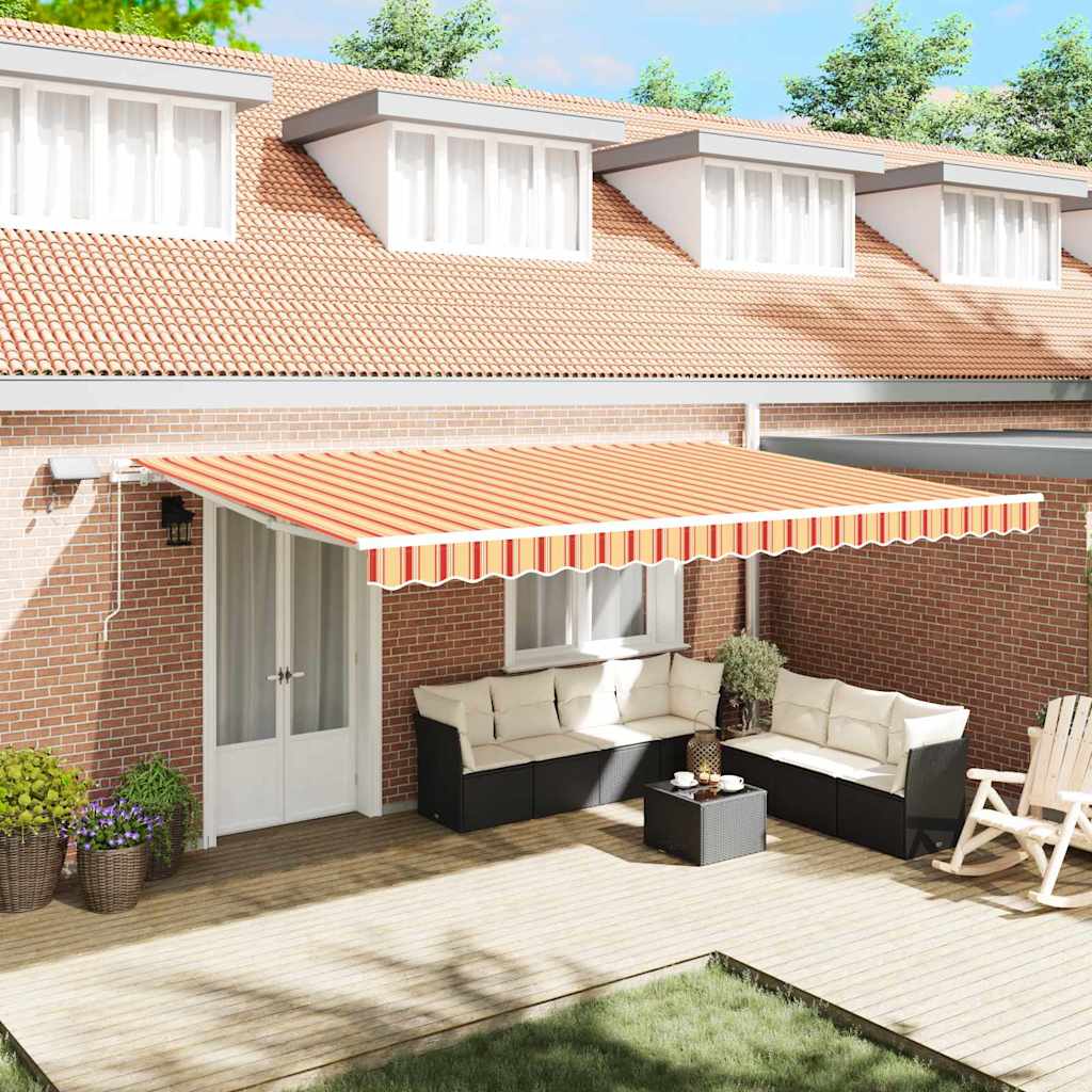Retractable Awning with Yellow and orange 500 x 300 cm Fabric