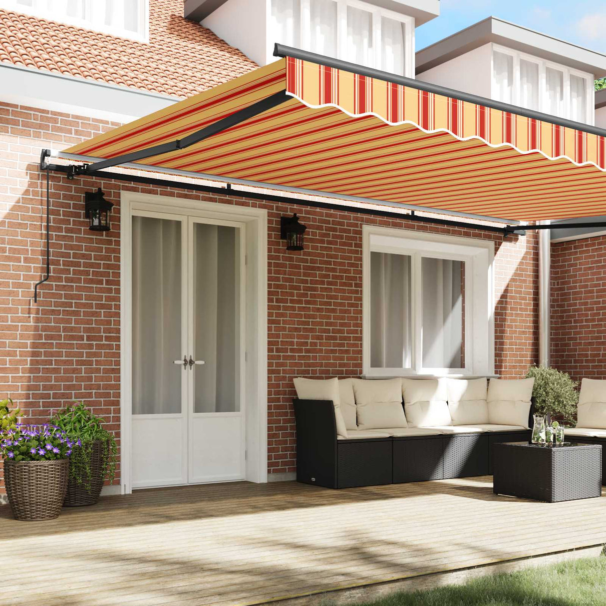 Retractable Awning Manual Yellow and Orange 500 x 300 cm