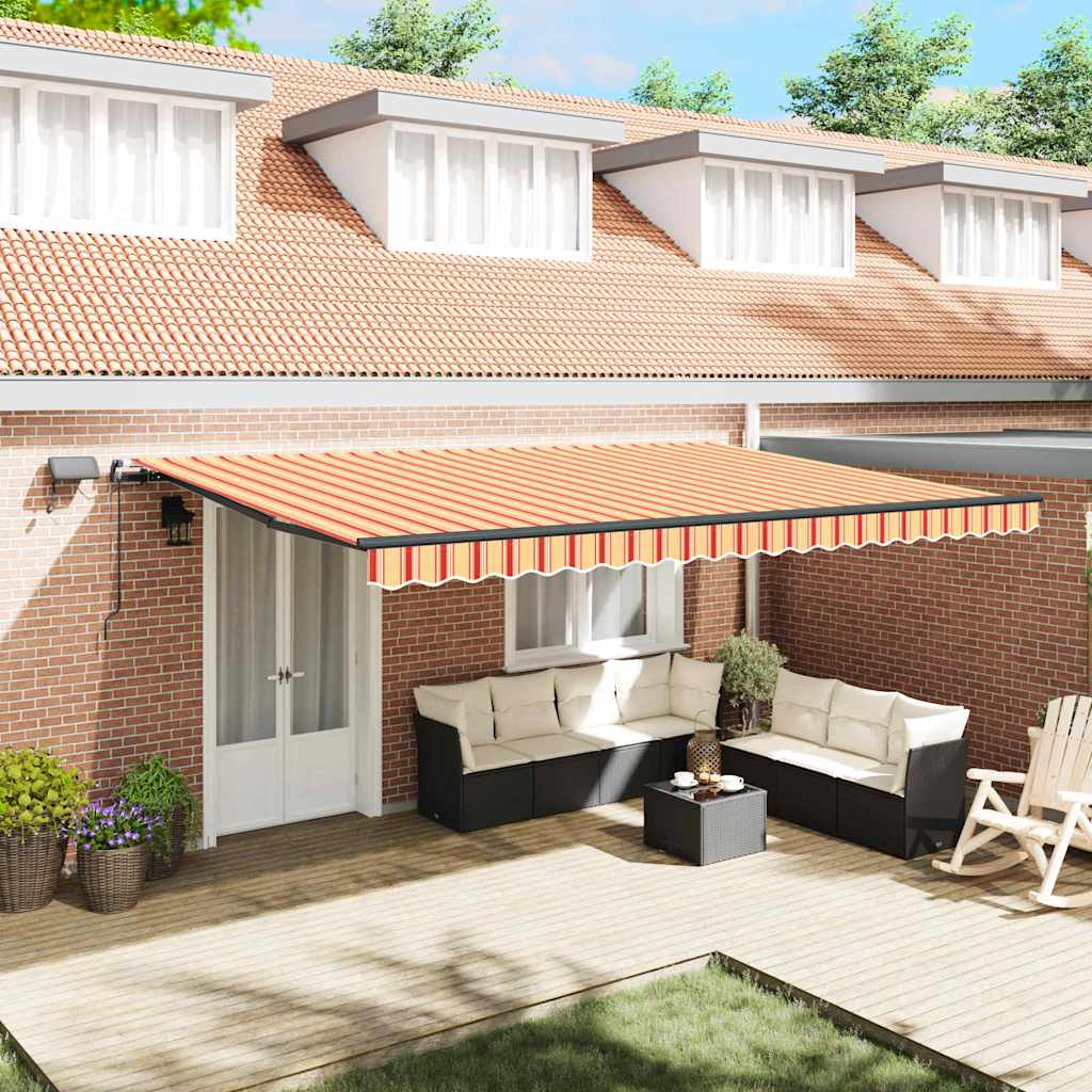 Retractable Awning Manual Yellow and orange 500 x 300 cm Fabric