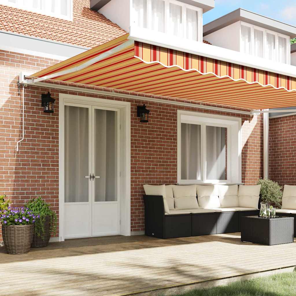 Retractable Awning Yellow and orange 500 x 300 cm Fabric, Metal