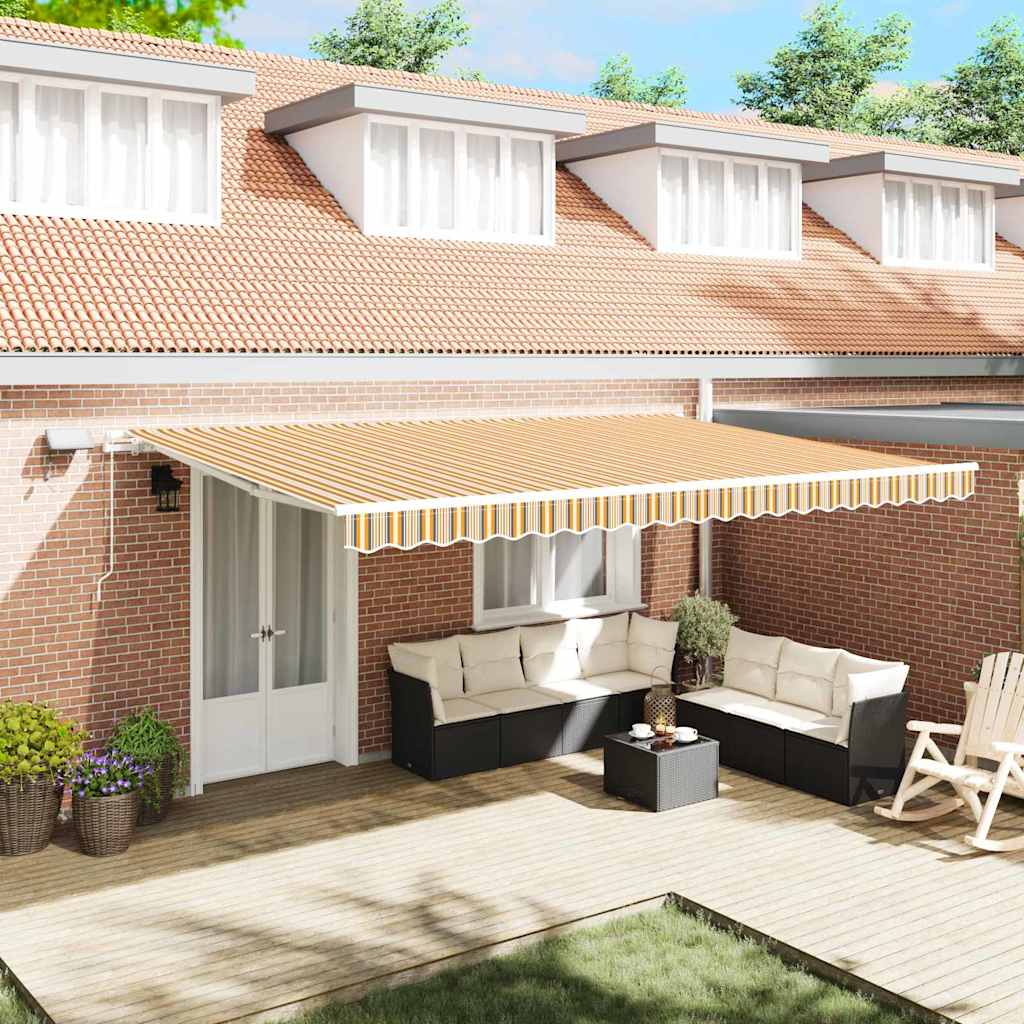 Retractable Awning with Manual Multicolour 500 x 300 cm Fabric