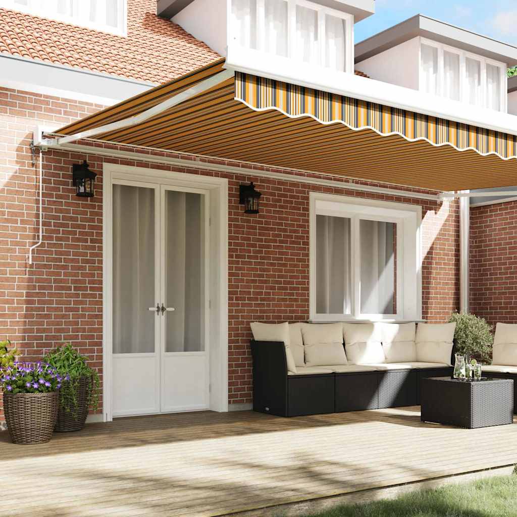 Retractable Awning Multicolour 500 x 300 cm Fabric, Metal