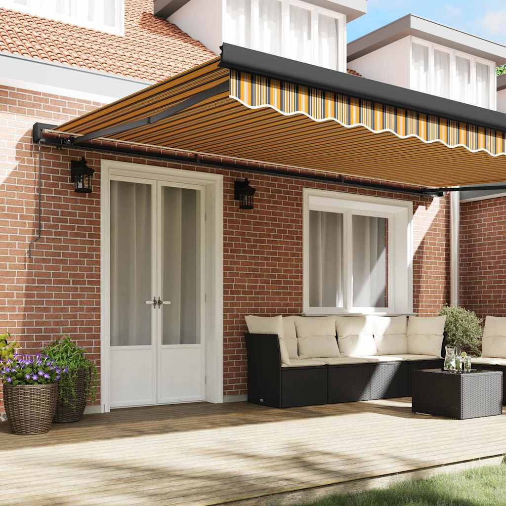 Retractable Awning Multicolour 500 x 300 cm Fabric and Metal