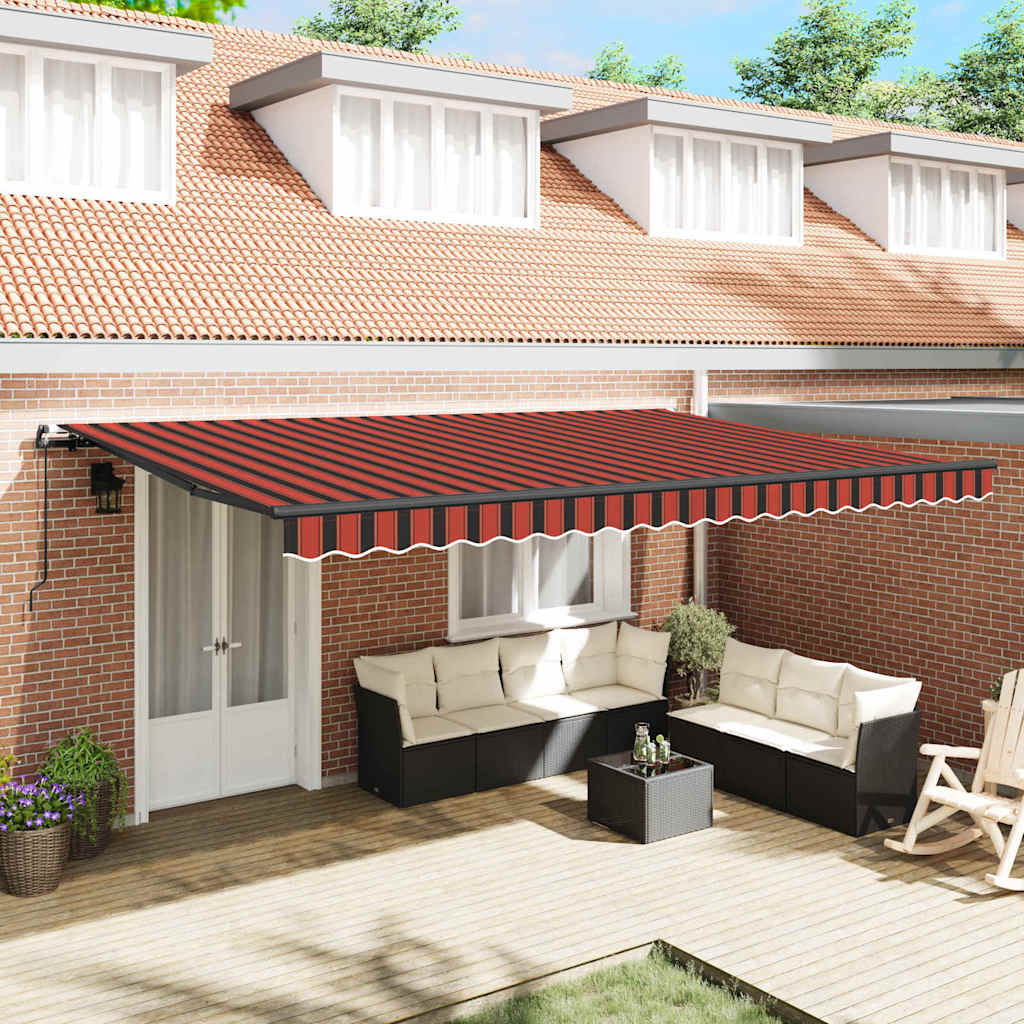 Manual Retractable Awning Orange and brown 500 x 350 cm Fabric