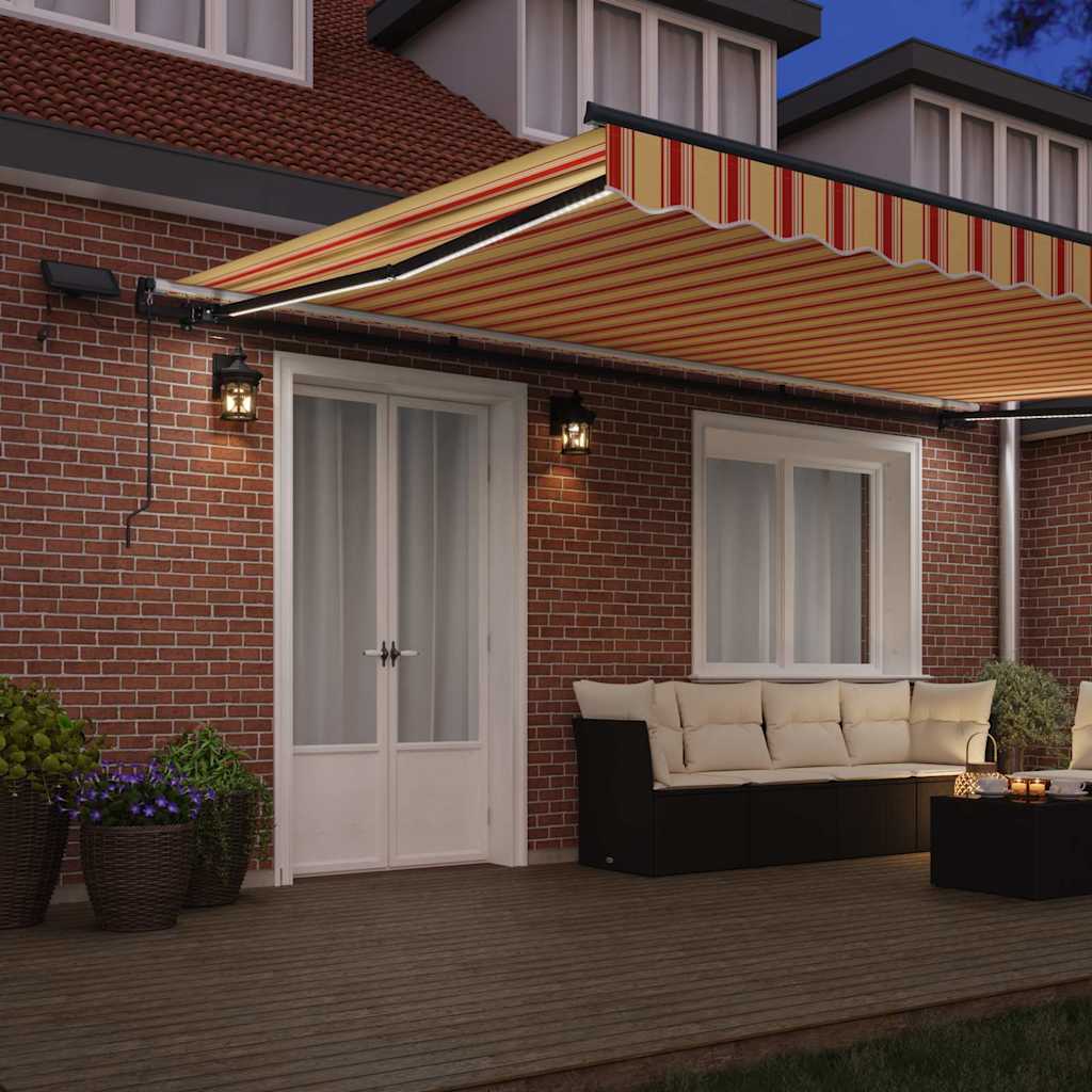 Retractable Awning Manual Yellow and orange 500 x 350 cm Fabric