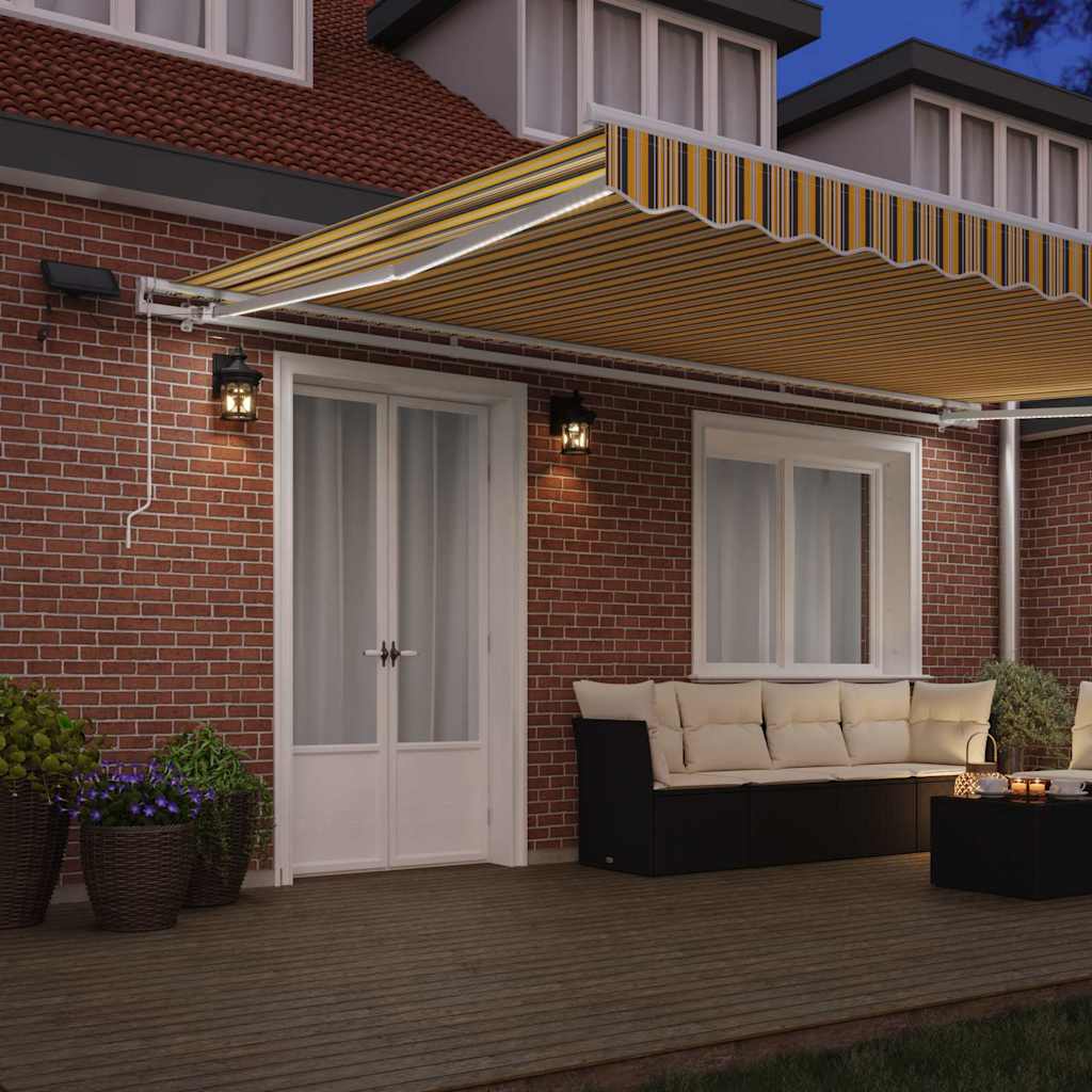 Retractable Awning with Manual Multicolour 500 x 350 cm Fabric