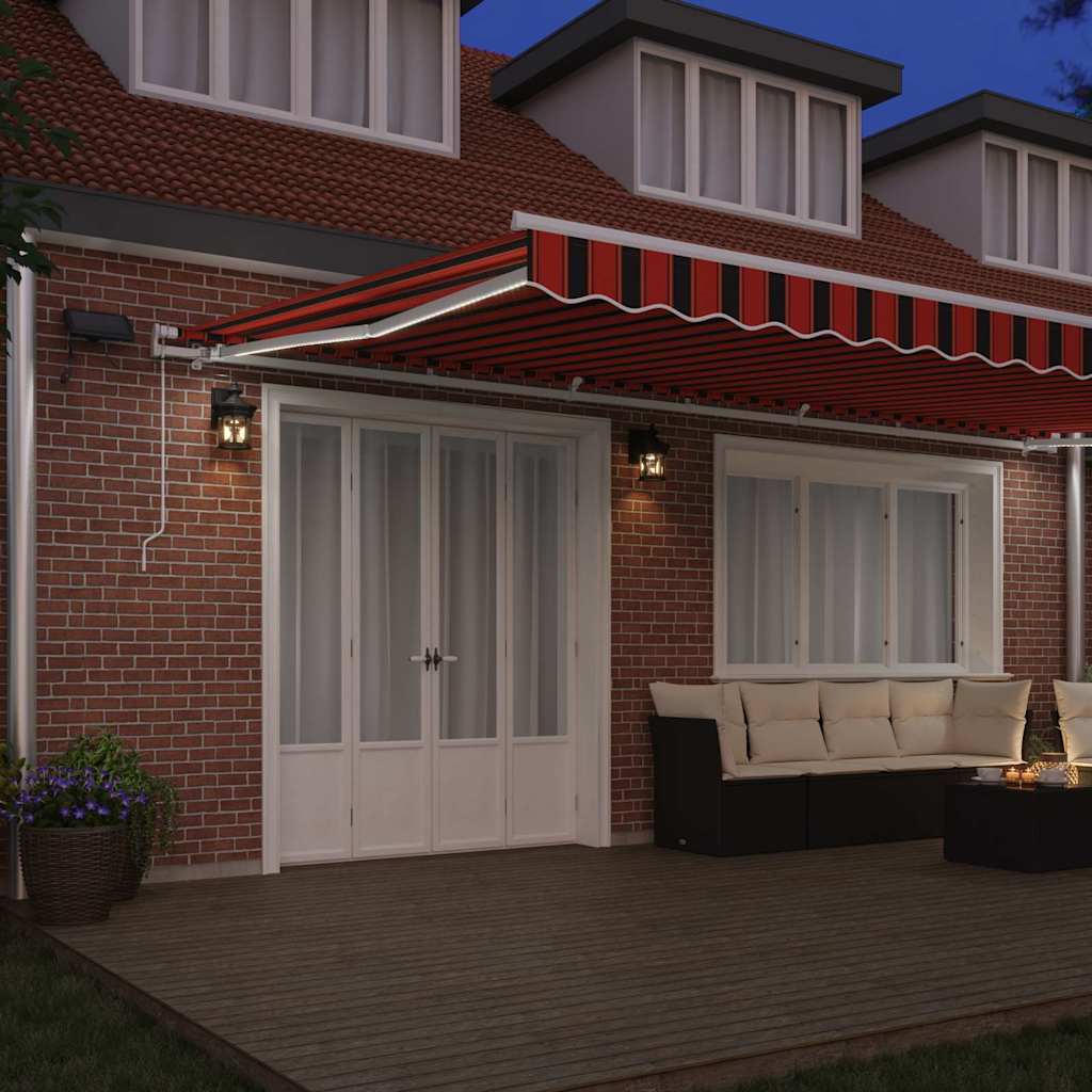Retractable Awning with Orange and brown 600 x 300 cm Fabric