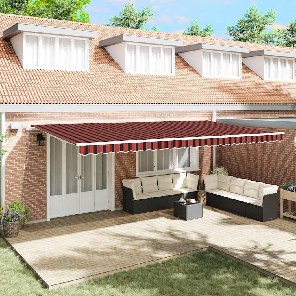 Retractable Awning with Orange and brown 600 x 300 cm Fabric