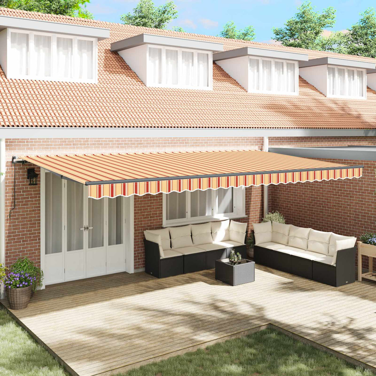 Retractable Awning Manual Yellow and Orange 600 x 300 cm