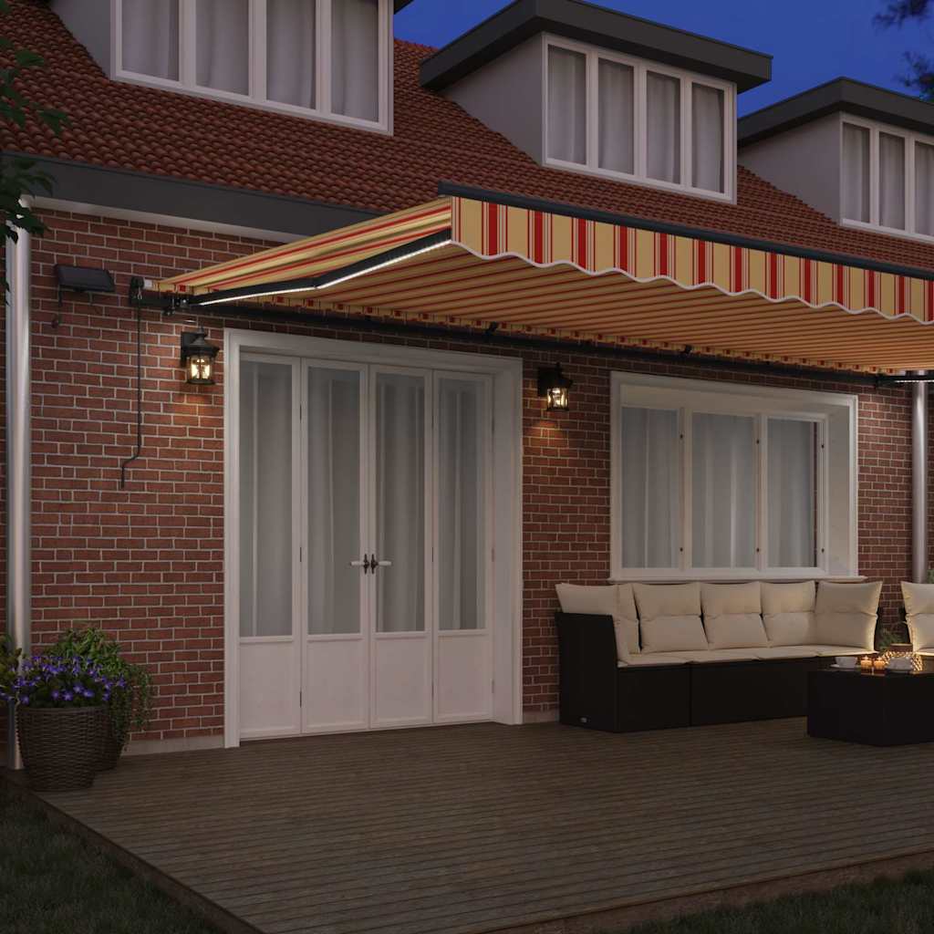 Retractable Awning Manual Yellow and orange 600 x 300 cm Fabric