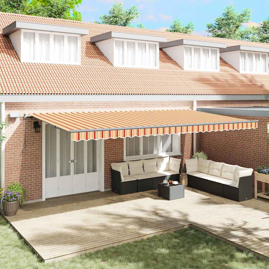 Retractable Awning Manual Yellow and orange 600 x 300 cm Fabric
