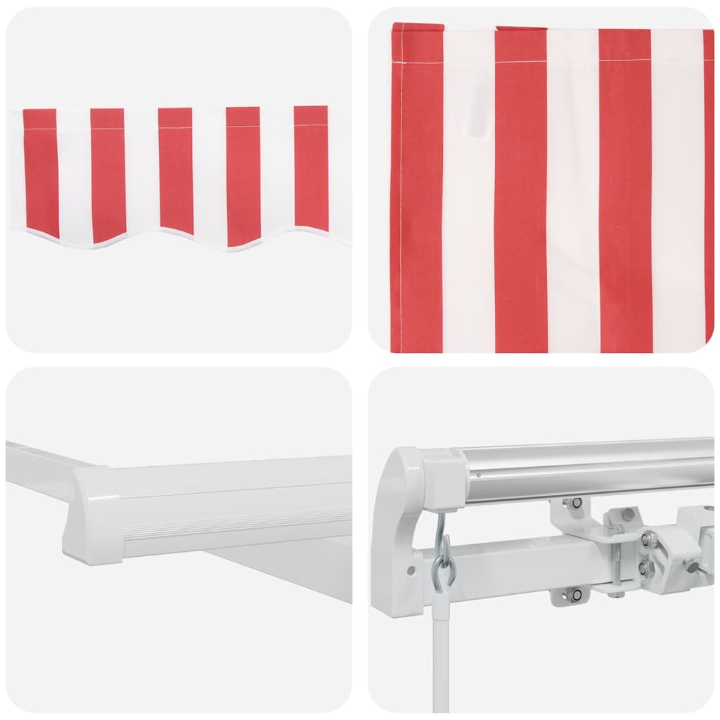 Retractable Awning Red and White 600 x 300 cm Polyester, Metal