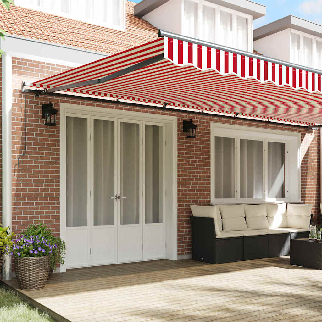 Retractable Awning Manual Red and white 600 x 300 cm Fabric