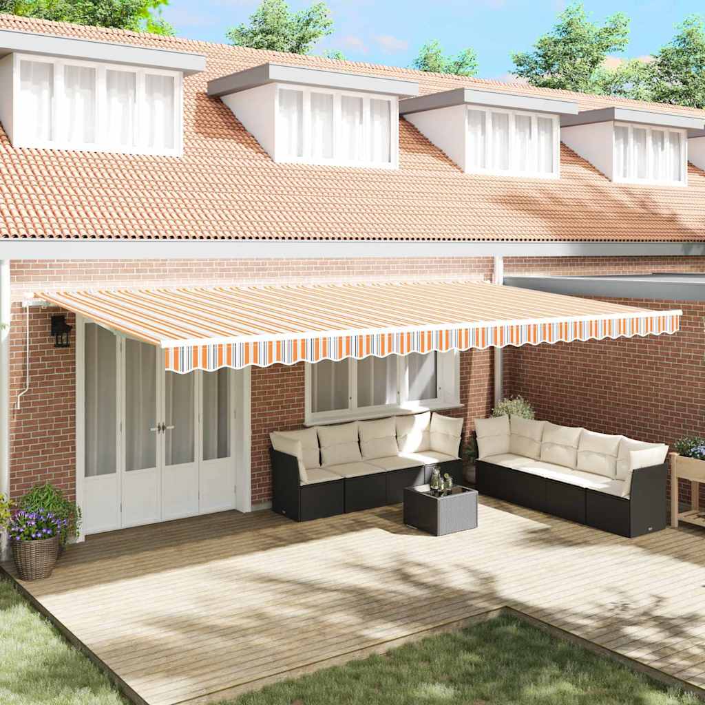 Retractable Awning Multicolour 600 x 300 cm Polyester and Metal