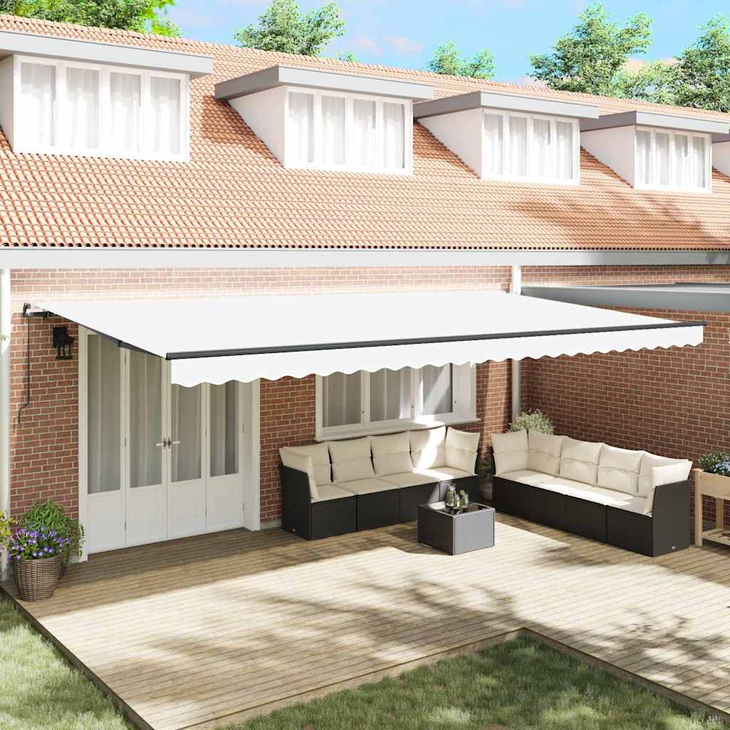 Retractable Awning White 600 x 300 cm Polyester and Steel