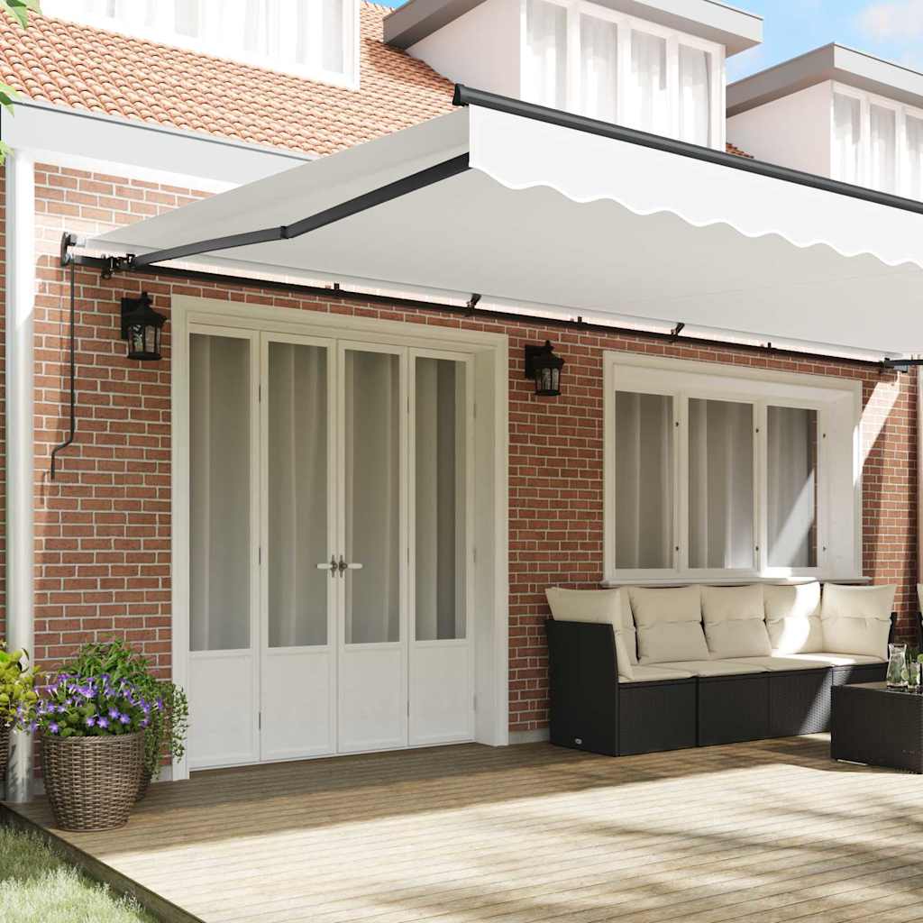 Retractable Awning White 600 x 300 cm Polyester and Steel