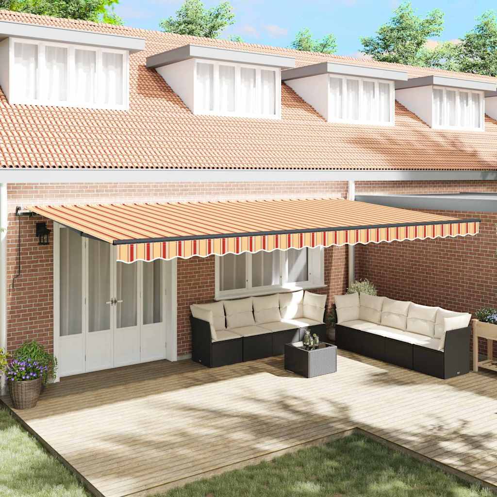 Retractable Awning Manual Yellow and orange 600 x 350 cm Fabric