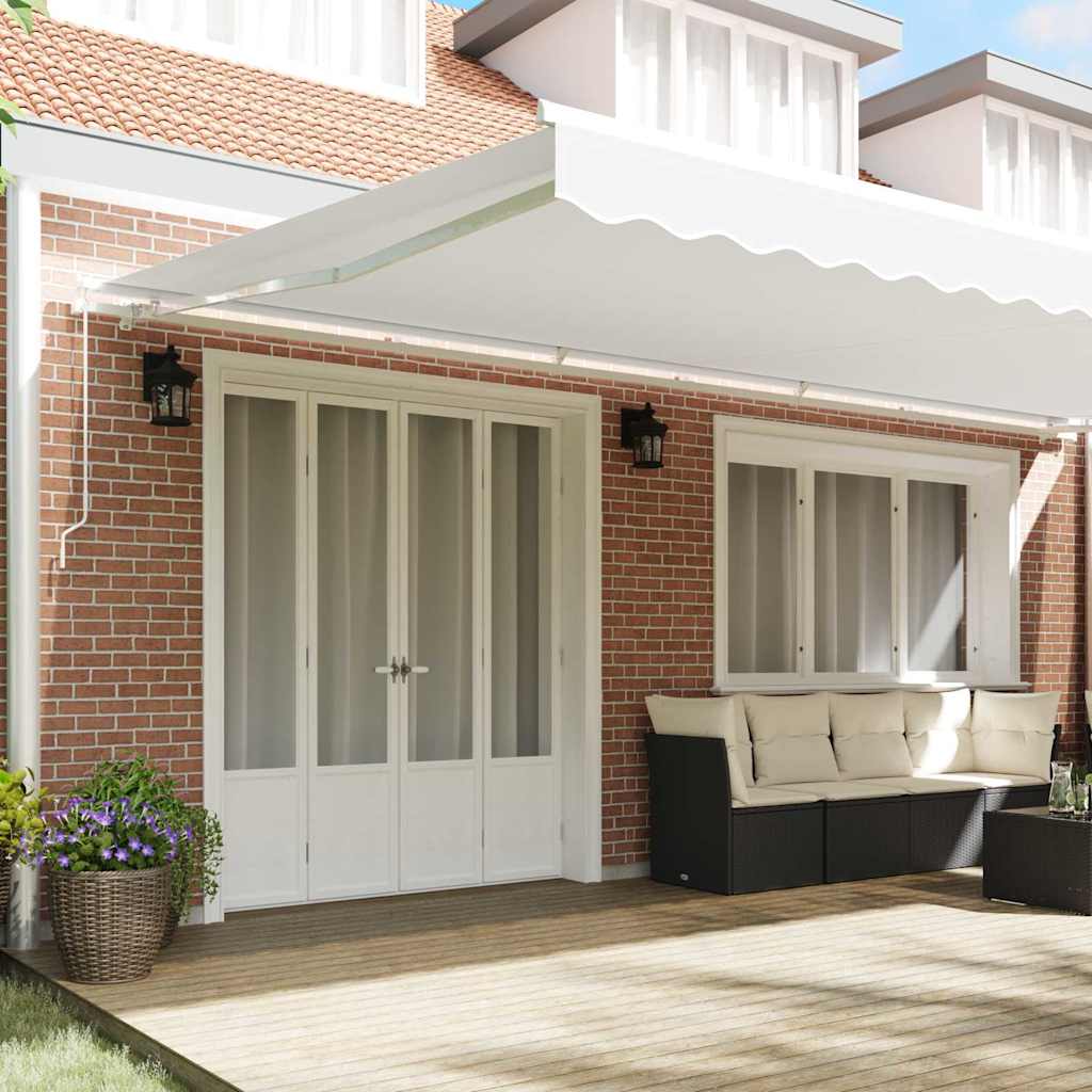 Retractable Awning White 600 x 350 cm Polyester and Metal