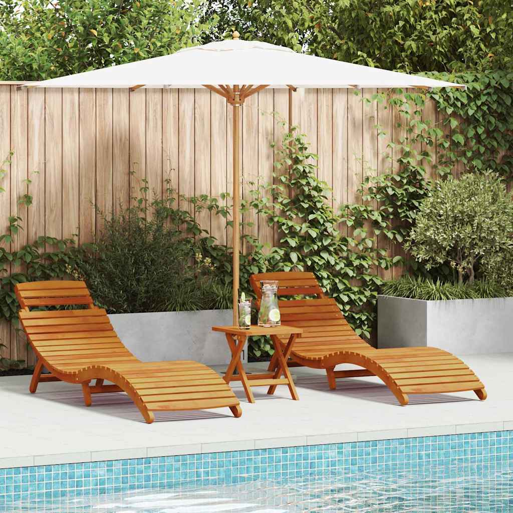 Sun lounger 3 pcs Brown 40 x 40 x 40cm Solid Acacia wood