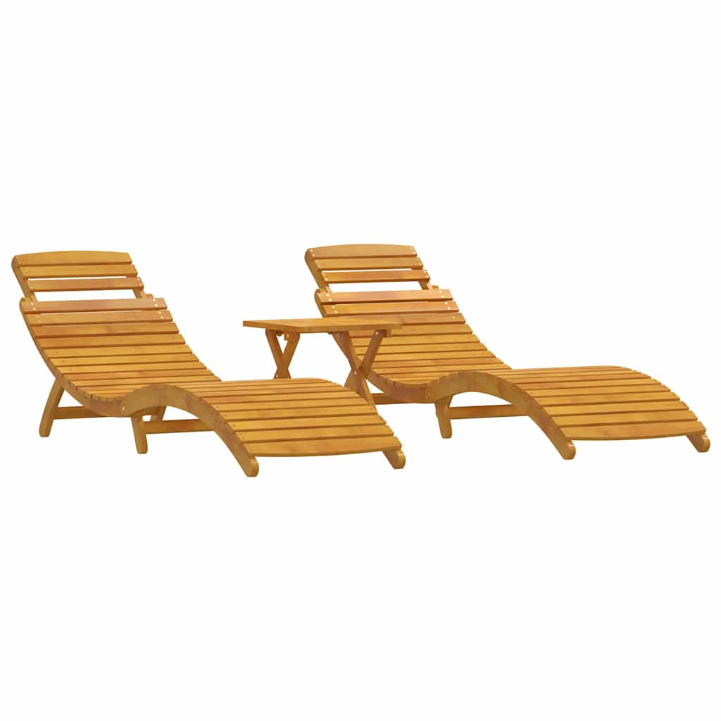 Sun lounger 3 pcs Brown 40 x 40 x 40cm Solid Acacia wood