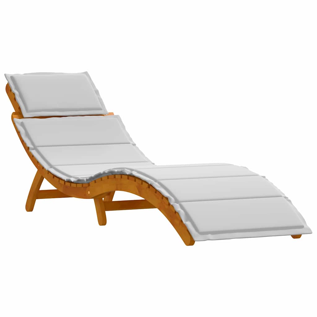 Sun lounger 2 pcs Light Grey 184 x 55 x 64cm Solid Acacia wood