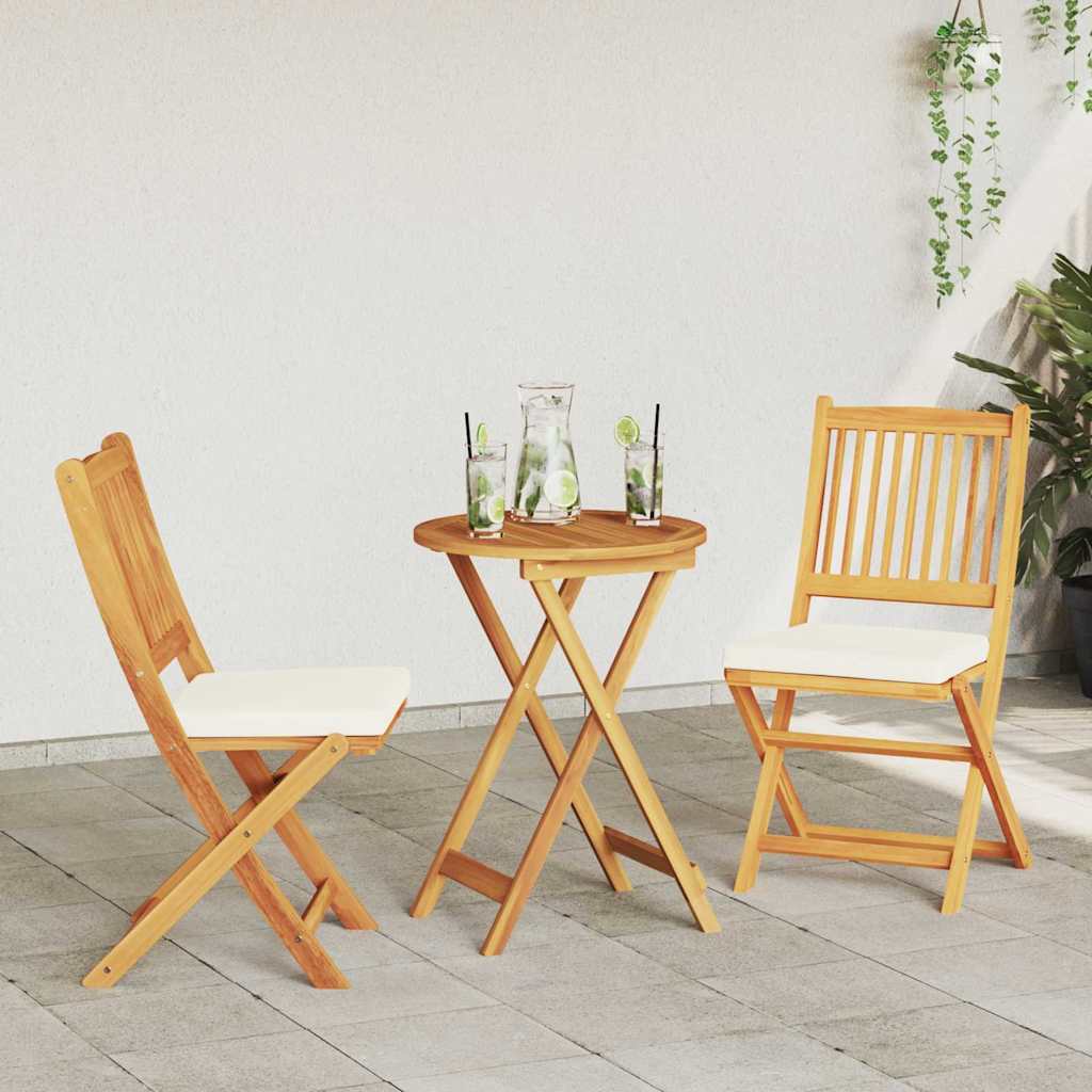 Folding Chair 2 pcs White 49 x 57.5 x 92cm Solid Acacia wood