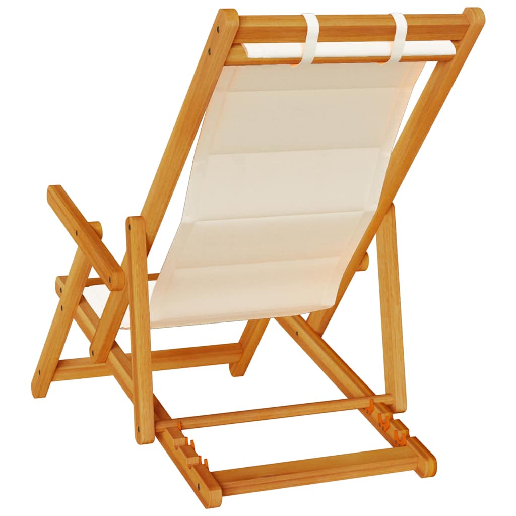 Beach Chair with Cushion 2 pcs Brown x x Solid Acacia wood