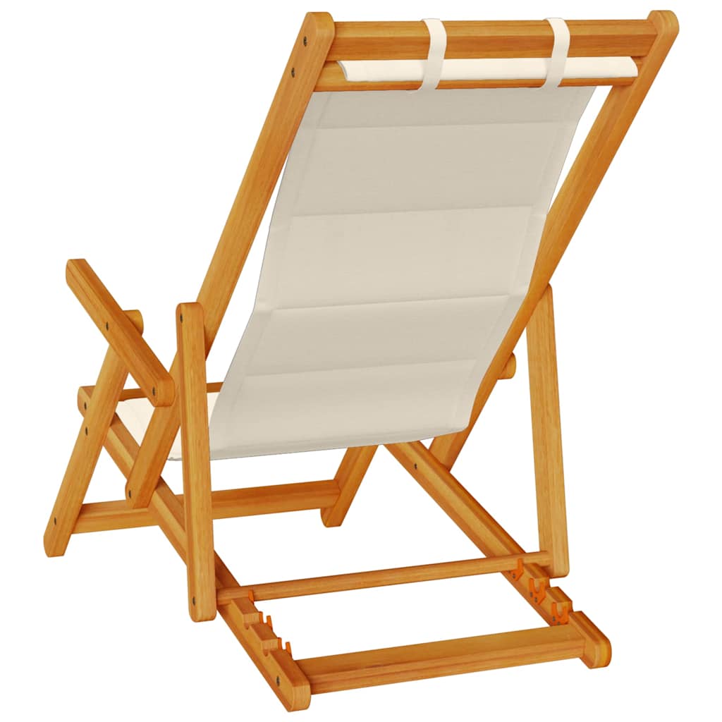Beach Chair with Cushion 2 pcs Brown x x Solid Acacia wood