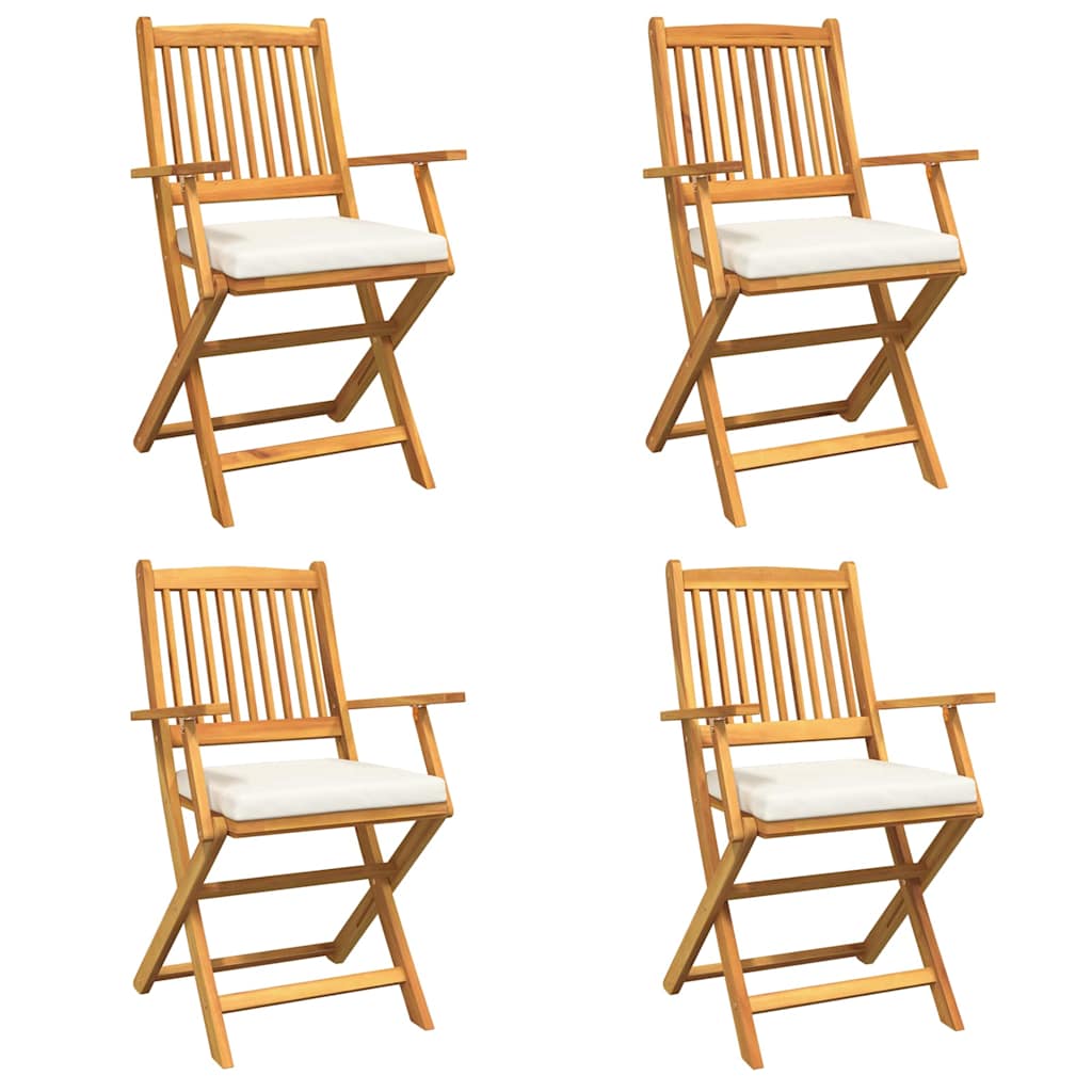 Folding Chair 4 pcs White 49 x 57.5 x 92cm Solid Acacia wood