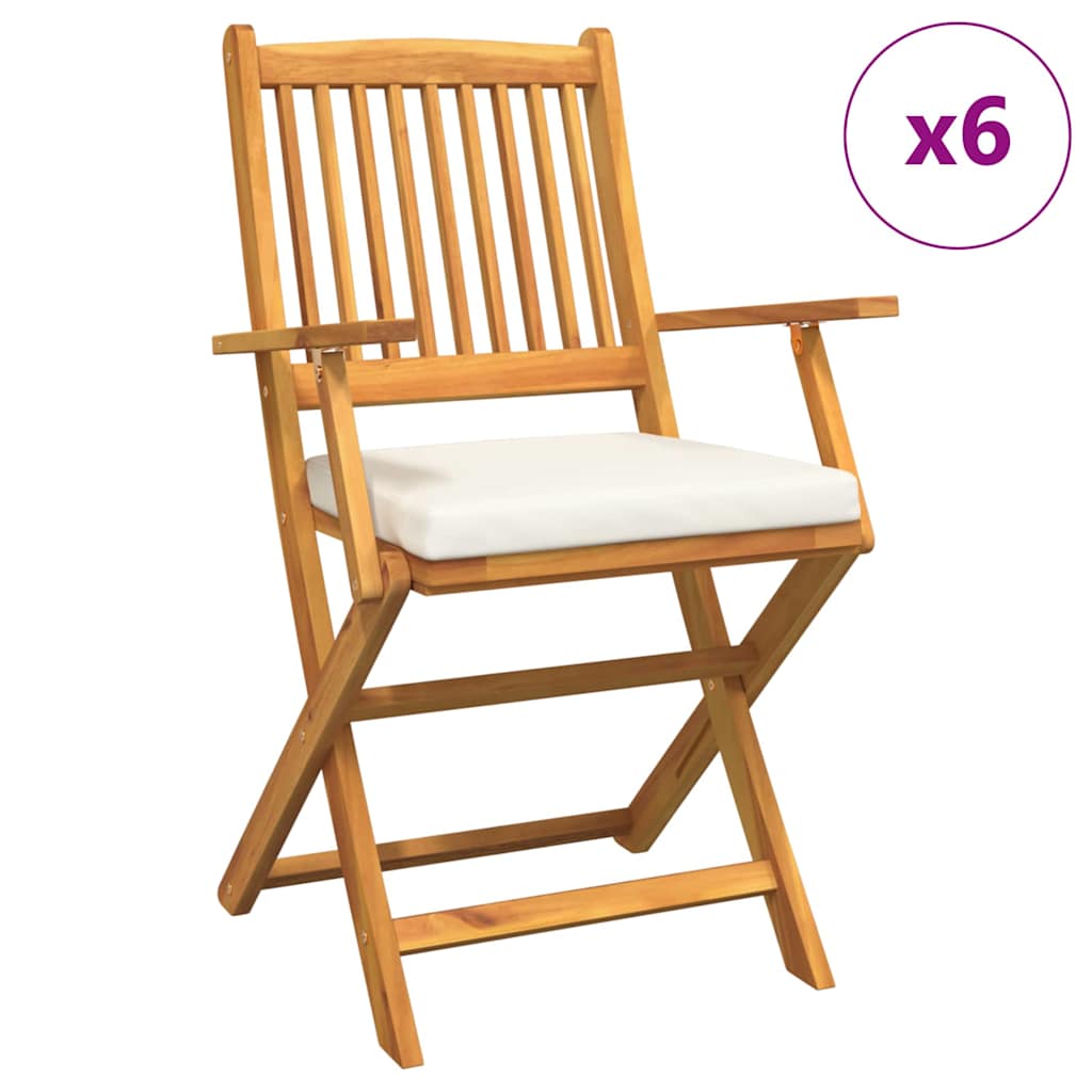 Folding Chair 6 pcs White 49 x 57.5 x 92cm Solid Acacia wood