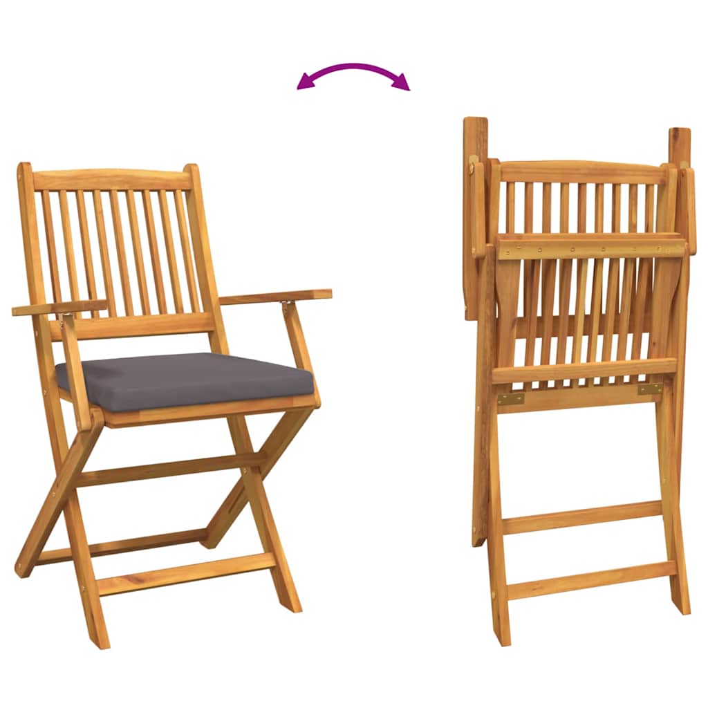 Folding Chair 6 pcs Grey 49 x 57.5 x 92cm Solid Acacia wood
