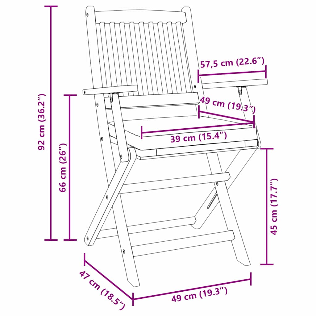 Folding Chair 8 pcs White 49 x 57.5 x 92cm Solid Acacia wood