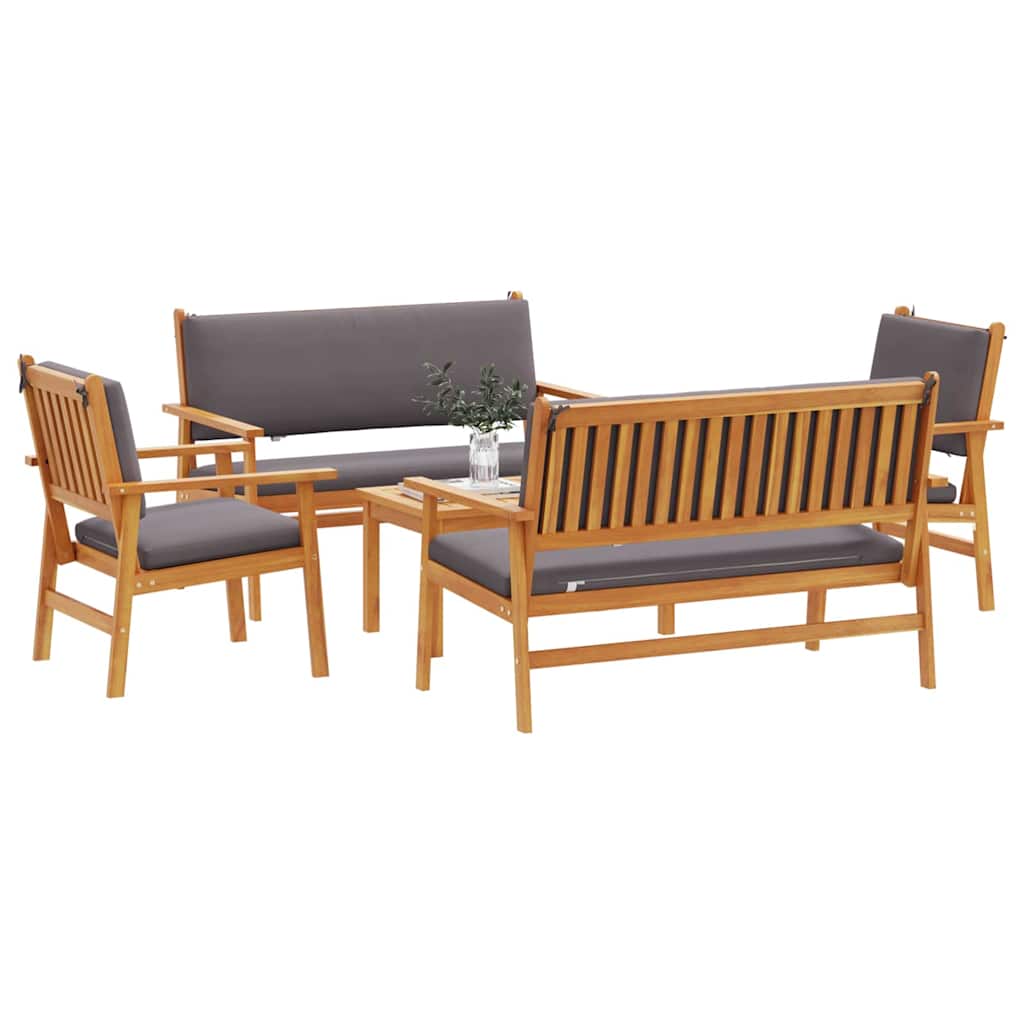 Garden Sofa Set 5 pcs Brown 75 x 45 x 38cm Solid Acacia wood