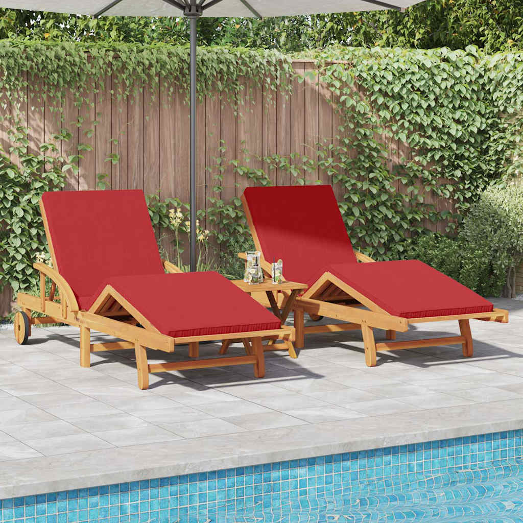 Sun Lounger 2-person 3 pcs Red 40 x 40 x 40cm Solid Acacia wood
