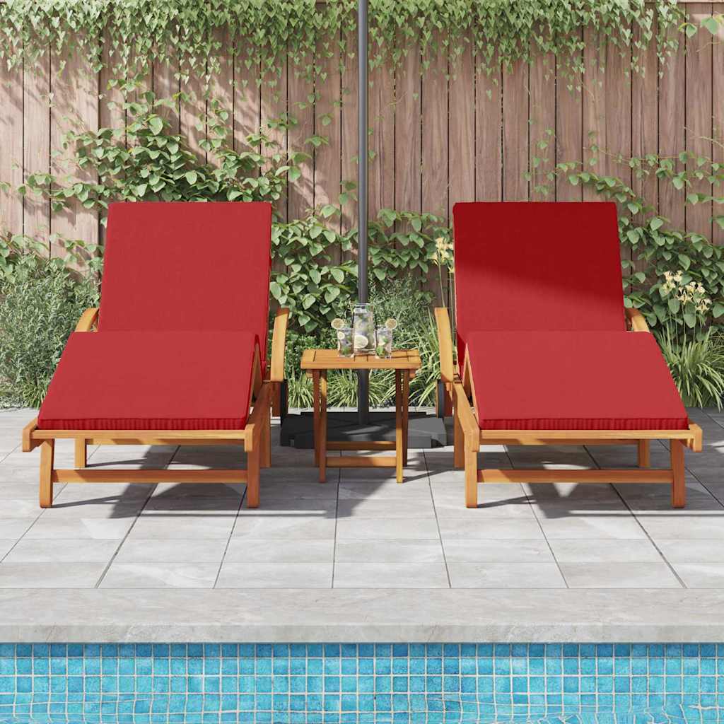 Sun Lounger 2-person 3 pcs Red 40 x 40 x 40cm Solid Acacia wood