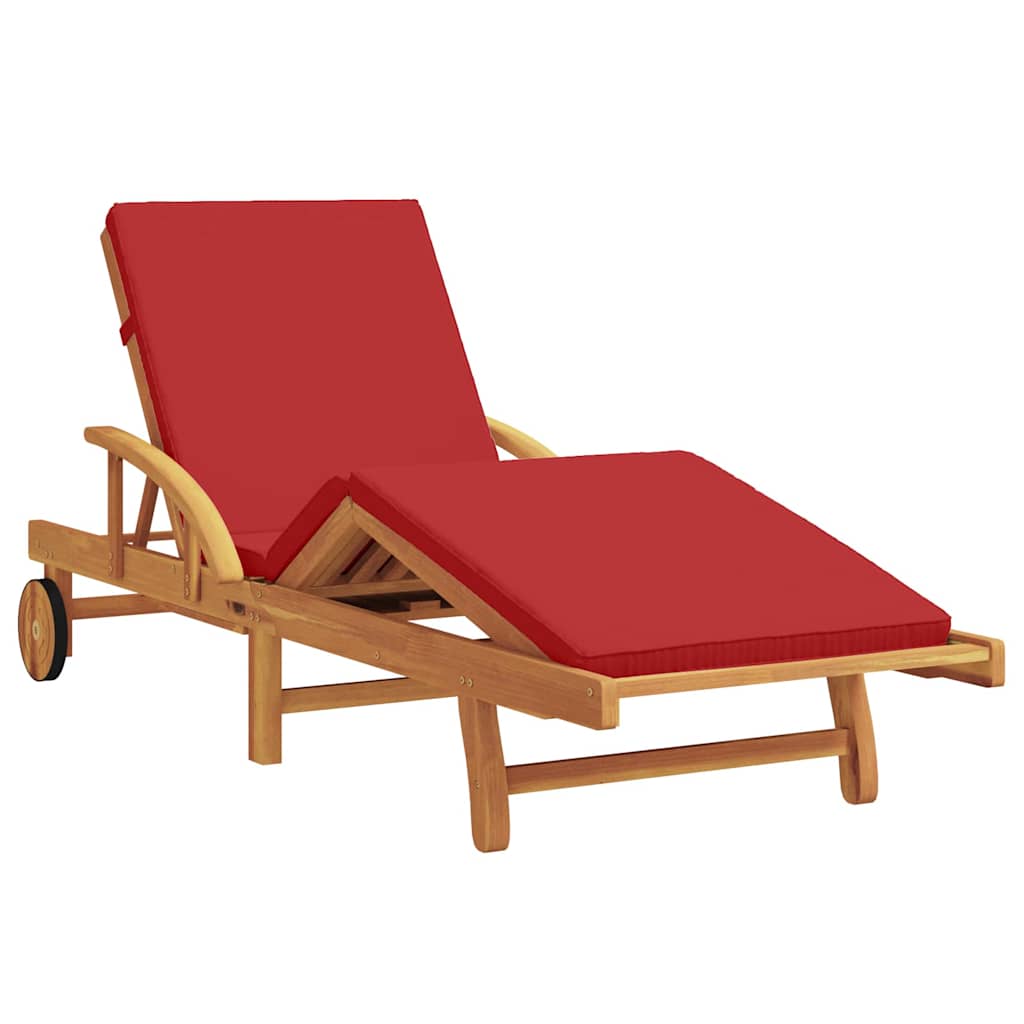 Sun Lounger 2-person 3 pcs Red 40 x 40 x 40cm Solid Acacia wood