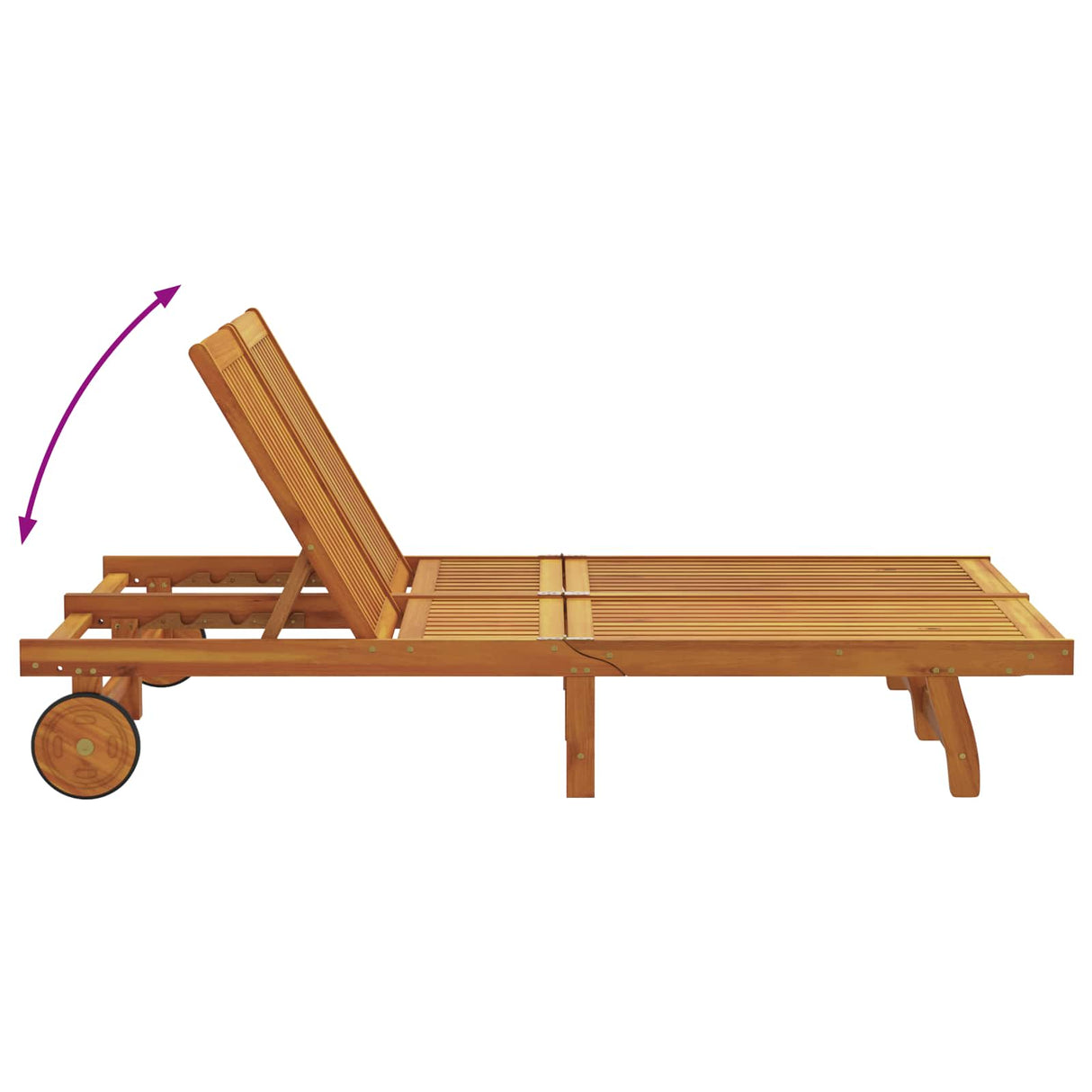 Sun Lounger Reclining Brown 125 x 200 x 84cm Solid Acacia wood