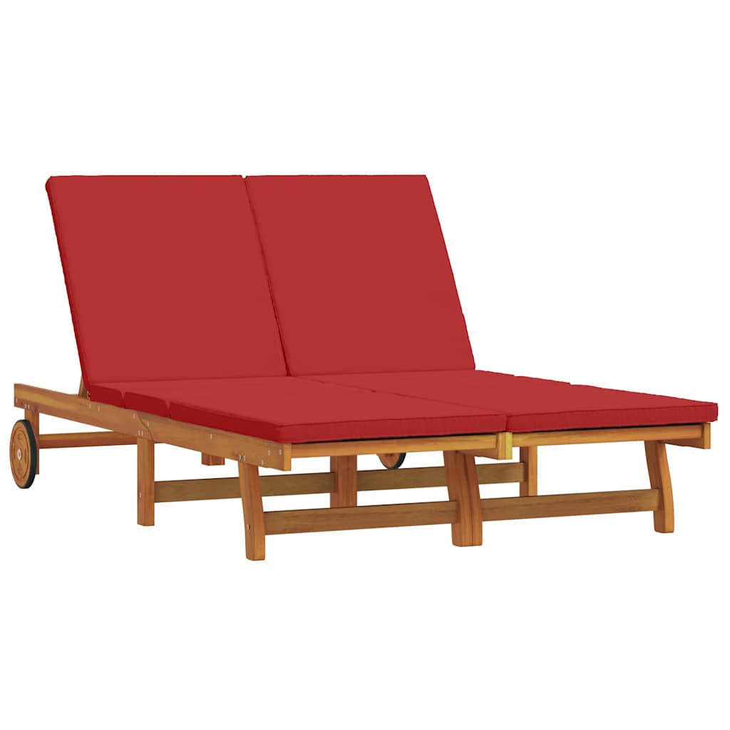 Sun Lounger Reclining Brown 125 x 200 x 84cm Solid Acacia wood