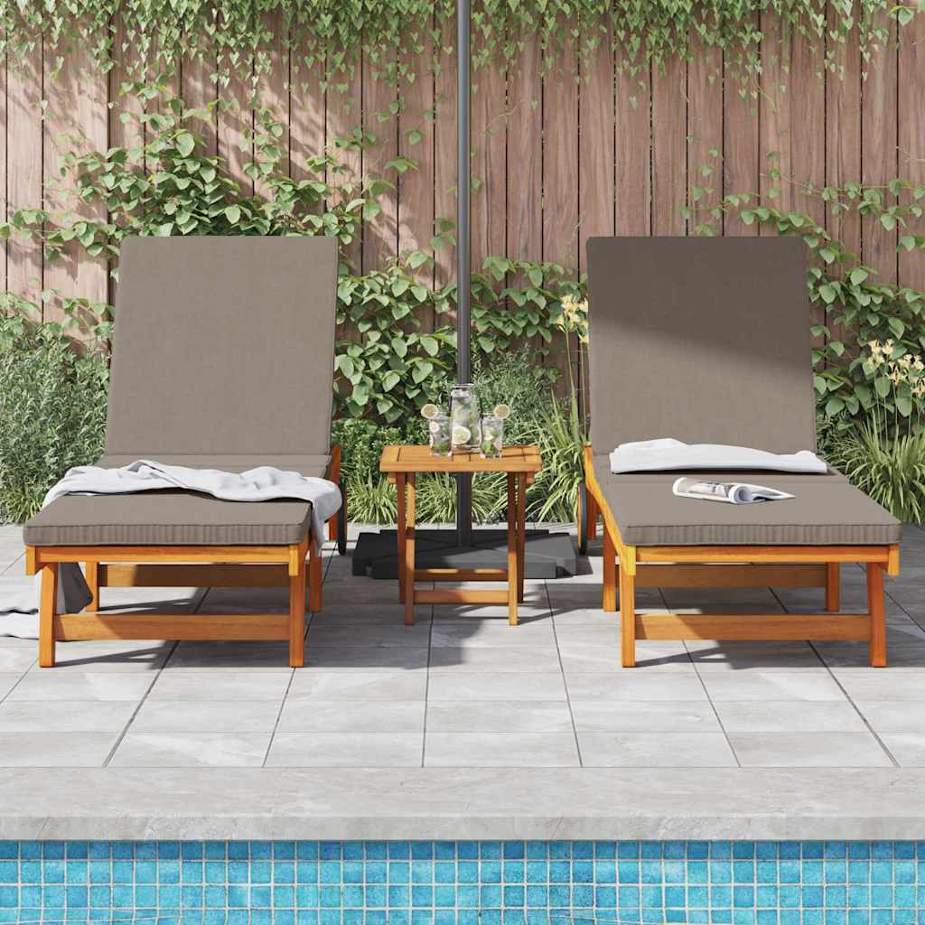 Sun Lounger 2 pcs Brown 63 x 199 x 85cm Solid Acacia wood