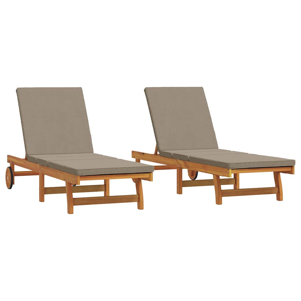 Sun Lounger 2 pcs Brown 63 x 199 x 85cm Solid Acacia wood