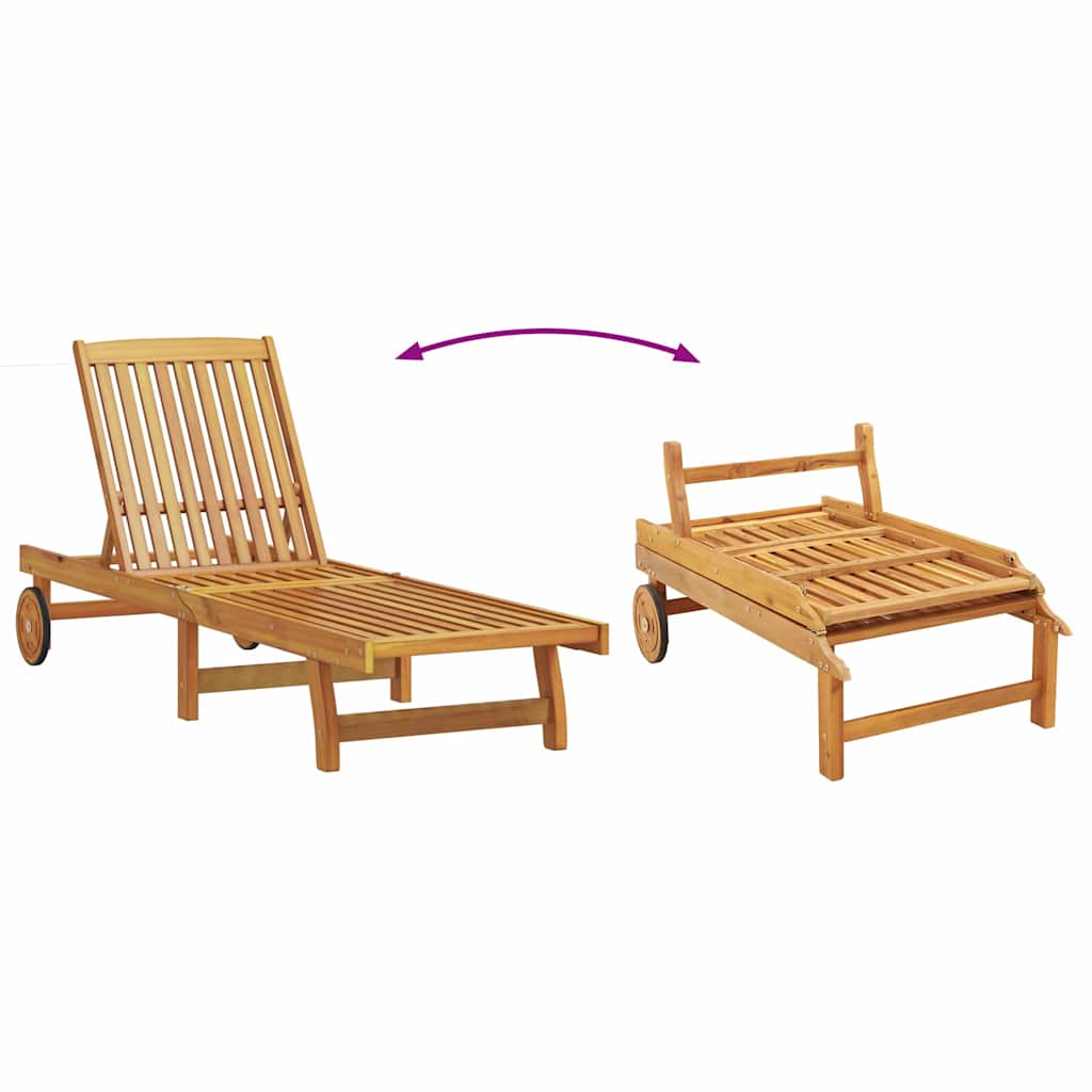 Sun Lounger Reclining 2-person 3 pcs Brown Solid Acacia Wood