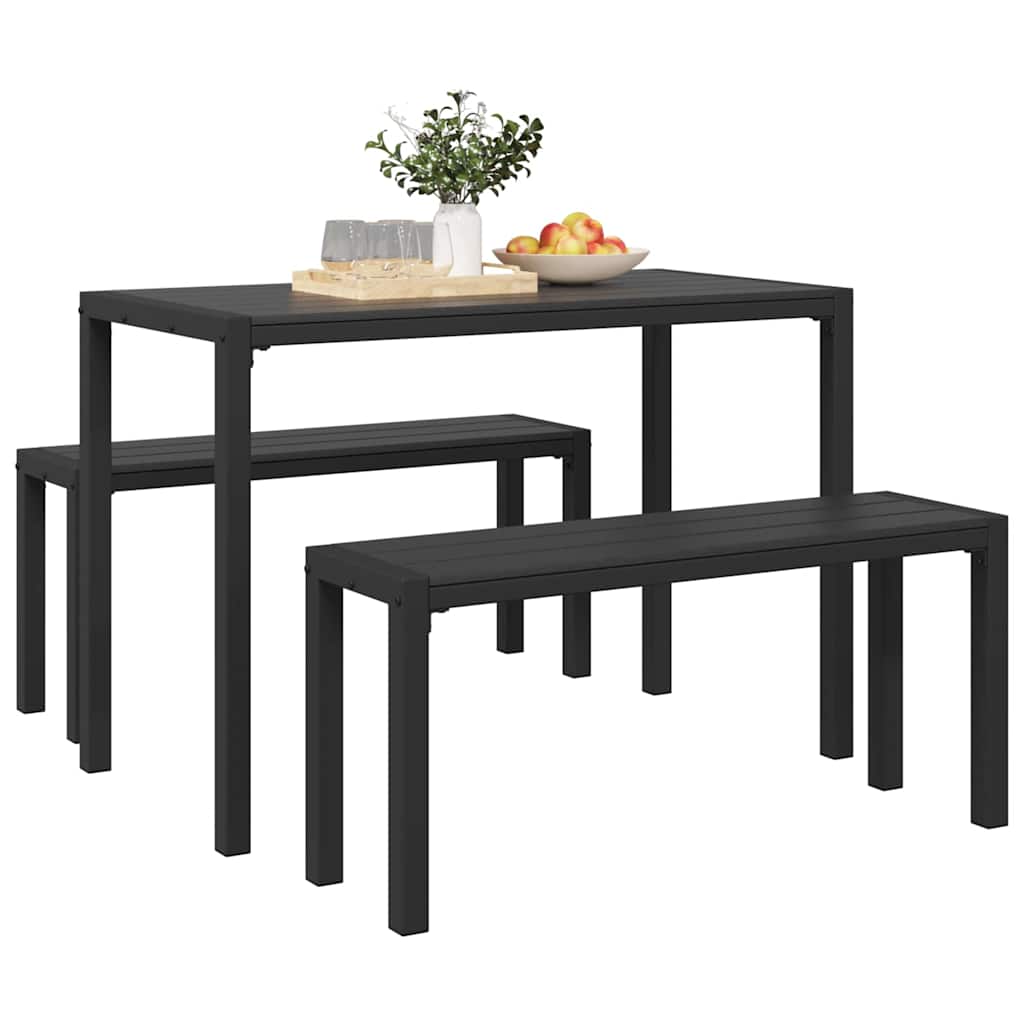 Garden Dining Set with Cushion 3 pcs Anthracite Steel