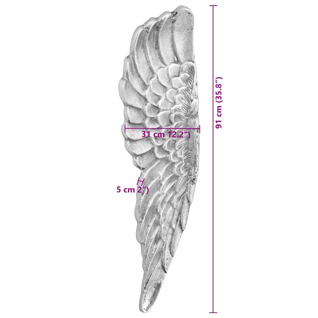 Wings Sculpture Silver 31 x 5 x 91 cm Aluminium